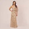 Adrianna Papell One Shoulder Beaded Gown In Nude -Adrianna Papell Shop 091860320 NUD Regular Default
