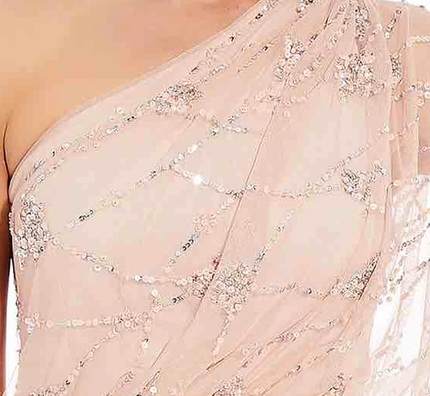 Adrianna Papell One Shoulder Beaded Gown In Blush 6 Adrianna Papell One Shoulder Beaded Gown In Blush - Image 4