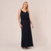 Adrianna Papell Plus Size Art Deco Beaded Blouson Gown In Navy Black 1 Adrianna Papell Plus Size Art Deco Beaded Blouson Gown In Navy Black -Adrianna Papell Shop 091866701 AI410 Plus Default