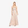 Adrianna Papell Art Deco Beaded Blouson Gown In Taupe Pink -Adrianna Papell Shop 09186670 T P Regular Default