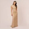 Adrianna Papell Scoop Back Sequin Gown In Champagne Gold 1 Adrianna Papell Scoop Back Sequin Gown In Champagne Gold -Adrianna Papell Shop 091874600 AD298 Regular Default