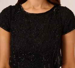 Adrianna Papell Short Sleeve Blouson Beaded Gown In Black -Adrianna Papell Shop 191906600 AA002 Regular Detail
