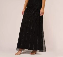Adrianna Papell Short Sleeve Blouson Beaded Gown In Black -Adrianna Papell Shop 191906600 AA002 Regular Lifestyle