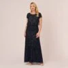 Adrianna Papell Plus Size Short Sleeve Blouson Beaded Gown In Navy 1 Adrianna Papell Plus Size Short Sleeve Blouson Beaded Gown In Navy -Adrianna Papell Shop 191906601 NAV Plus Default