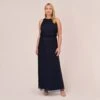 Adrianna Papell Plus Size Art Deco Beaded Blouson Dress With Halter Neckline In Navy Black -Adrianna Papell Shop 191914100 AI410 Plus Default