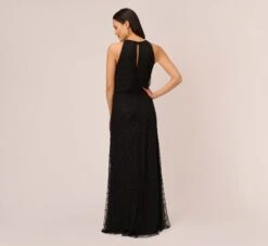 Adrianna Papell Art Deco Beaded Blouson Dress With Halter Neckline In Black Black 11 Adrianna Papell Art Deco Beaded Blouson Dress With Halter Neckline In Black Black -Adrianna Papell Shop 191914100 BD002 Regular Back