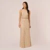 Adrianna Papell Art Deco Beaded Blouson Dress With Halter Neckline In Nude -Adrianna Papell Shop 191914100 NUD Regular Default