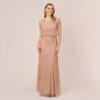 Adrianna Papell Short Sleeve Beaded Blouson Gown In Rose Gold 1 Adrianna Papell Short Sleeve Beaded Blouson Gown In Rose Gold -Adrianna Papell Shop 191916100 AA958 Regular Default