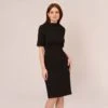 Adrianna Papell Short Sleeve Crepe Dress With Rolled Neck In Black 2 Adrianna Papell Short Sleeve Crepe Dress With Rolled Neck In Black -Adrianna Papell Shop AP1D101960 AA002 Regular Default