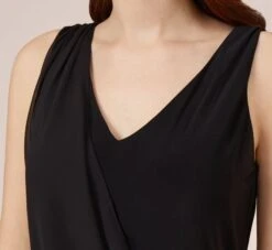 Adrianna Papell Asymmetrical Draped Dress In Black -Adrianna Papell Shop AP1D102595 AA002 Regular Side