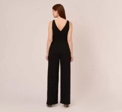 Adrianna Papell Sleeveless Tailored Jumpsuit With Wide Leg In Black -Adrianna Papell Shop AP1D102818 AA002 Regular Back