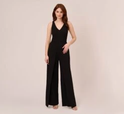 Adrianna Papell Sleeveless Tailored Jumpsuit With Wide Leg In Black