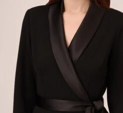 Adrianna Papell Long Sleeve Crepe Jumpsuit With Tuxedo Collar In Black 10 Adrianna Papell Long Sleeve Crepe Jumpsuit With Tuxedo Collar In Black -Adrianna Papell Shop AP1D102894 AA002 Regular Detail