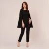 Adrianna Papell Crepe Jumpsuit With Cape In Black -Adrianna Papell Shop AP1D102917 AA002 Regular Default