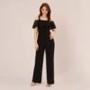 Adrianna Papell Jersey Banded Ruffled Jumpsuit With Cold Shoulder In Black 1 Adrianna Papell Jersey Banded Ruffled Jumpsuit With Cold Shoulder In Black -Adrianna Papell Shop AP1D102998 AA002 Regular Default