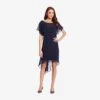 Adrianna Papell Flutter Sleeve Chiffon Dress With High Low Hemline In Navy 2 Adrianna Papell Flutter Sleeve Chiffon Dress With High Low Hemline In Navy -Adrianna Papell Shop AP1D103031 AA412 Regular Alternate