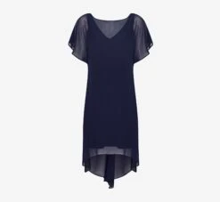 Adrianna Papell Flutter Sleeve Chiffon Dress With High Low Hemline In Navy 8 Adrianna Papell Flutter Sleeve Chiffon Dress With High Low Hemline In Navy -Adrianna Papell Shop AP1D103031 AA412 Regular Default Flat