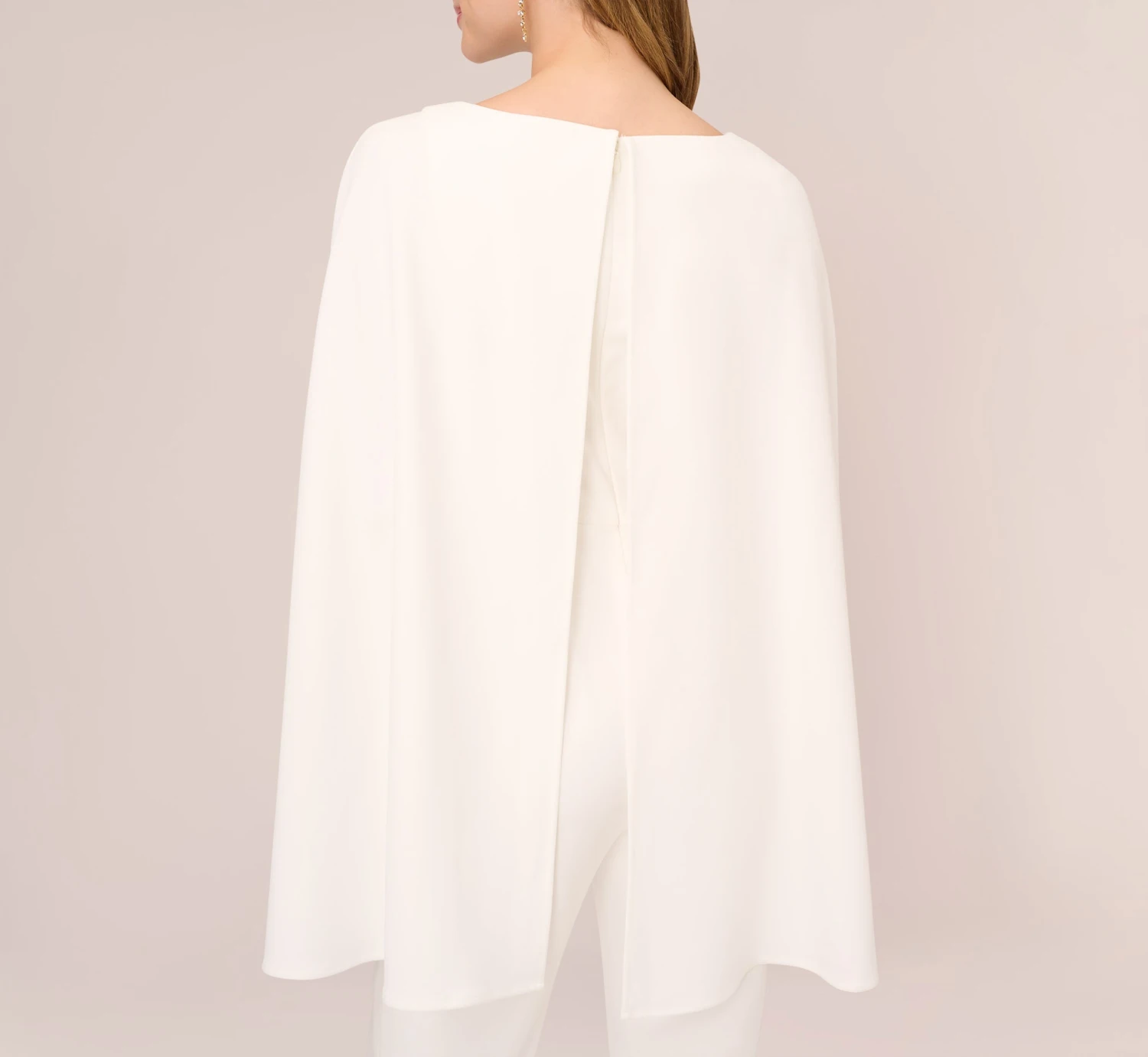 Adrianna Papell Crepe Jumpsuit With Cape In Ivory 7 Adrianna Papell Crepe Jumpsuit With Cape In Ivory - Image 5