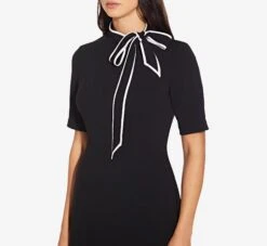 Adrianna Papell Mock Neck Dress With Contrasting Bowtie In Black Ivory -Adrianna Papell Shop AP1D103529 AA019 REGULAR DETAIL
