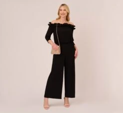 Adrianna Papell Plus Size Signature Blouson Jumpsuit In Black 9 Adrianna Papell Plus Size Signature Blouson Jumpsuit In Black -Adrianna Papell Shop AP1D104323 AA002 Plus Side