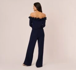Adrianna Papell Signature Blouson Jumpsuit In Navy 10 Adrianna Papell Signature Blouson Jumpsuit In Navy -Adrianna Papell Shop AP1D104323 AA412 Regular Back