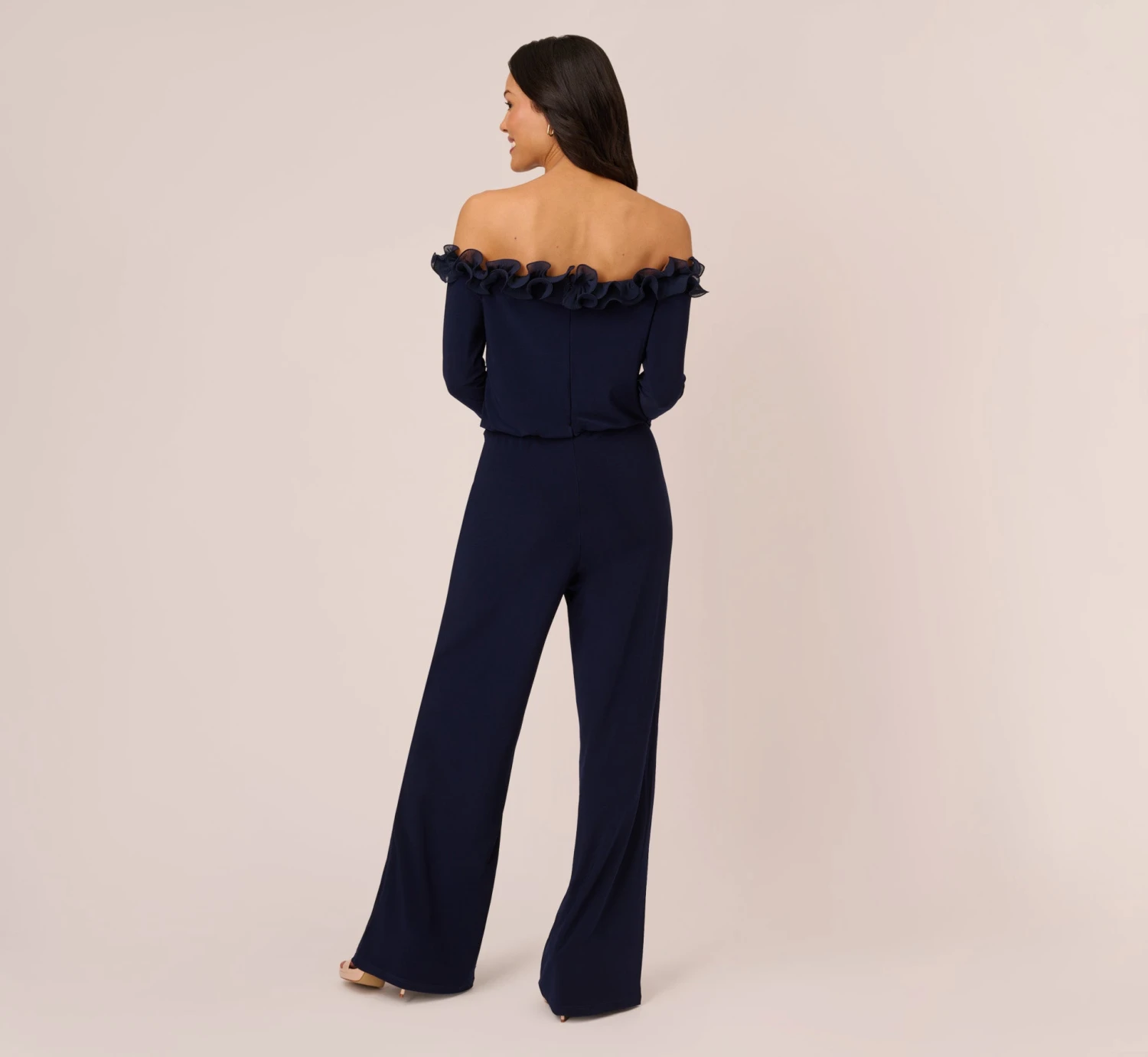 Adrianna Papell Signature Blouson Jumpsuit In Navy 5 Adrianna Papell Signature Blouson Jumpsuit In Navy - Image 3