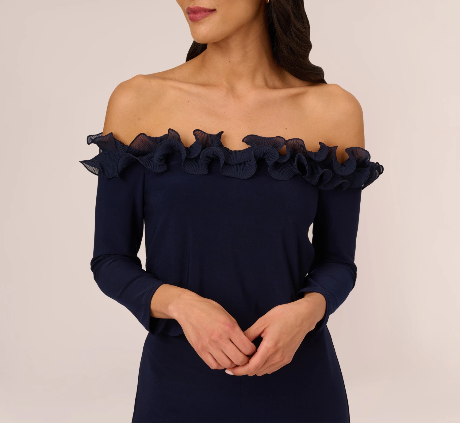 Adrianna Papell Signature Blouson Jumpsuit In Navy 7 Adrianna Papell Signature Blouson Jumpsuit In Navy - Image 5