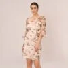 Adrianna Papell Floral Embroidered Bell Sleeve Sheath Dress In Blush Multi -Adrianna Papell Shop AP1D104389 AM970 Regular Default