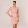 Adrianna Papell Bell Sleeve Rose Embroidered Sheath Dress In Dusty Rose 2 Adrianna Papell Bell Sleeve Rose Embroidered Sheath Dress In Dusty Rose -Adrianna Papell Shop AP1D104437 AA543 Regular Default