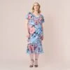Adrianna Papell Plus Size Floral Faux Wrap Dress In Blue Multi 2 Adrianna Papell Plus Size Floral Faux Wrap Dress In Blue Multi -Adrianna Papell Shop AP1D104503 AA461 Plus Default