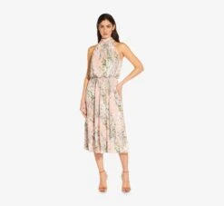 Adrianna Papell Floral Mock Neck Midi Dress In Blush Multi 10 Adrianna Papell Floral Mock Neck Midi Dress In Blush Multi -Adrianna Papell Shop AP1D104505 AM970 Regular Alternate