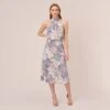 Adrianna Papell Floral Mock Neck Midi Dress In Dusty Blue Multi 2 Adrianna Papell Floral Mock Neck Midi Dress In Dusty Blue Multi -Adrianna Papell Shop AP1D104505 CJ980 Regular Default