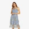 Adrianna Papell Floral Embroidered Flared Dress In Blue Multi 2 Adrianna Papell Floral Embroidered Flared Dress In Blue Multi -Adrianna Papell Shop AP1D104513 AA461 Regular Default