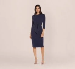 Adrianna Papell Metallic Knit Dress In Light Navy