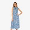 Adrianna Papell Floral-Print Tie-Neck Midi-Length Chiffon Halter Dress In Blue Multi -Adrianna Papell Shop AP1D104621 AA461 Regular Default 7995303d 3a11 4bb5 84e0 96e18189a64d