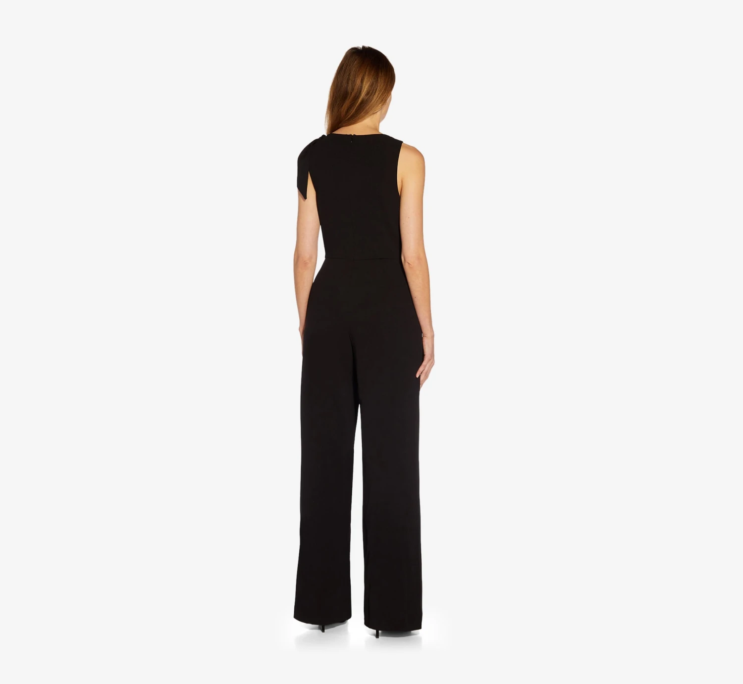 Adrianna Papell Wide-Leg Crepe Jumpsuit With Self-Bows In Black 4 Adrianna Papell Wide-Leg Crepe Jumpsuit With Self-Bows In Black - Image 2