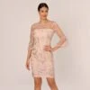 Adrianna Papell Floral Embroidered Sheath Dress With Scalloped Detail In Champagne Multi -Adrianna Papell Shop AP1D104637 AK920 Regular Default