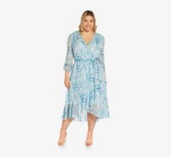Adrianna Papell Plus Size Floral-Printed Chiffon Short Dress In Blue Multi 12 Adrianna Papell Plus Size Floral-Printed Chiffon Short Dress In Blue Multi -Adrianna Papell Shop AP1D104650 AA461 Plus Side