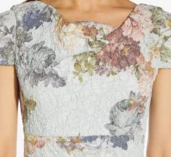 Adrianna Papell Metallic Floral Matelasse Midi-Length Sheath Cocktail Dress In Sky Blue Multi 11 Adrianna Papell Metallic Floral Matelasse Midi-Length Sheath Cocktail Dress In Sky Blue Multi -Adrianna Papell Shop AP1D104664 AF986 Regular Detail