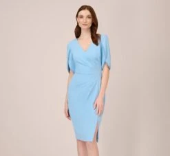 Adrianna Papell Pearl Embellished Knit Crepe Sheath Dress In Elegant Sky