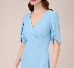 Adrianna Papell Pearl Embellished Knit Crepe Sheath Dress In Elegant Sky -Adrianna Papell Shop AP1D104679 AC497 Regular Detail