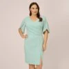 Adrianna Papell Plus Size Pearl Embellished Knit Crepe Sheath Dress In Cloudy Aqua -Adrianna Papell Shop AP1D104679 AK484 Plus Default