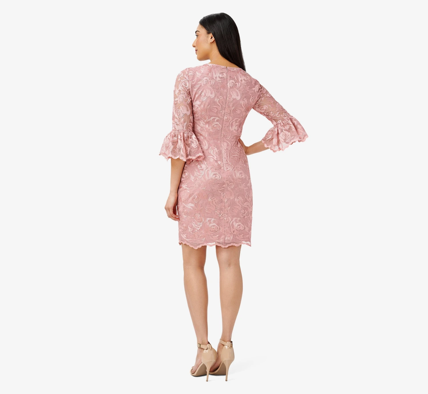 Adrianna Papell Floral Embroidered Short Sheath Cocktail Dress In Rose 4 Adrianna Papell Floral Embroidered Short Sheath Cocktail Dress In Rose - Image 2