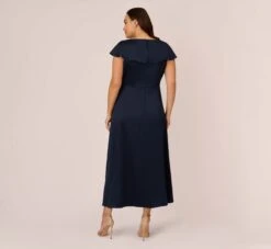Adrianna Papell Plus Size Satin Crepe Ruffled Cropped Jumpsuit In Dark Navy 11 Adrianna Papell Plus Size Satin Crepe Ruffled Cropped Jumpsuit In Dark Navy -Adrianna Papell Shop AP1D104719 AV410 Plus Back