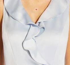 Adrianna Papell Satin Crepe Midi-Length Ruffled Faux Wrap Dress In Opal 13 Adrianna Papell Satin Crepe Midi-Length Ruffled Faux Wrap Dress In Opal -Adrianna Papell Shop AP1D104720 AI498 Regular Detail