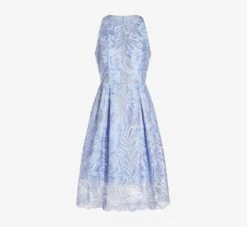 Adrianna Papell Embroidered Illusion Midi-Length Fit-And-Flare Dress In Light Peri 12 Adrianna Papell Embroidered Illusion Midi-Length Fit-And-Flare Dress In Light Peri -Adrianna Papell Shop AP1D104723 AF496 Regular Flat