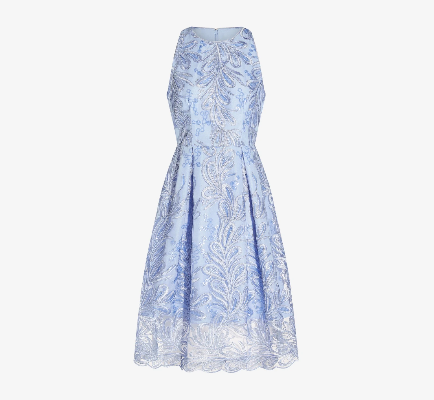 Adrianna Papell Embroidered Illusion Midi-Length Fit-And-Flare Dress In Light Peri 7 Adrianna Papell Embroidered Illusion Midi-Length Fit-And-Flare Dress In Light Peri - Image 5