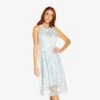Adrianna Papell Embroidered Illusion Midi-Length Fit-And-Flare Dress In Opal 2 Adrianna Papell Embroidered Illusion Midi-Length Fit-And-Flare Dress In Opal -Adrianna Papell Shop AP1D104723 AI498 Regular Default
