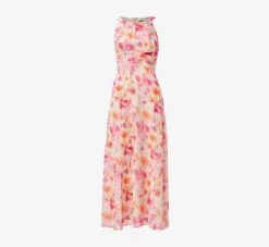 Adrianna Papell Floral-Print Chiffon Midi-Length Fit-And-Flare Halter Dress In Pink Multi 9 Adrianna Papell Floral-Print Chiffon Midi-Length Fit-And-Flare Halter Dress In Pink Multi -Adrianna Papell Shop AP1D104726 AE970 Regular Manniquin Front