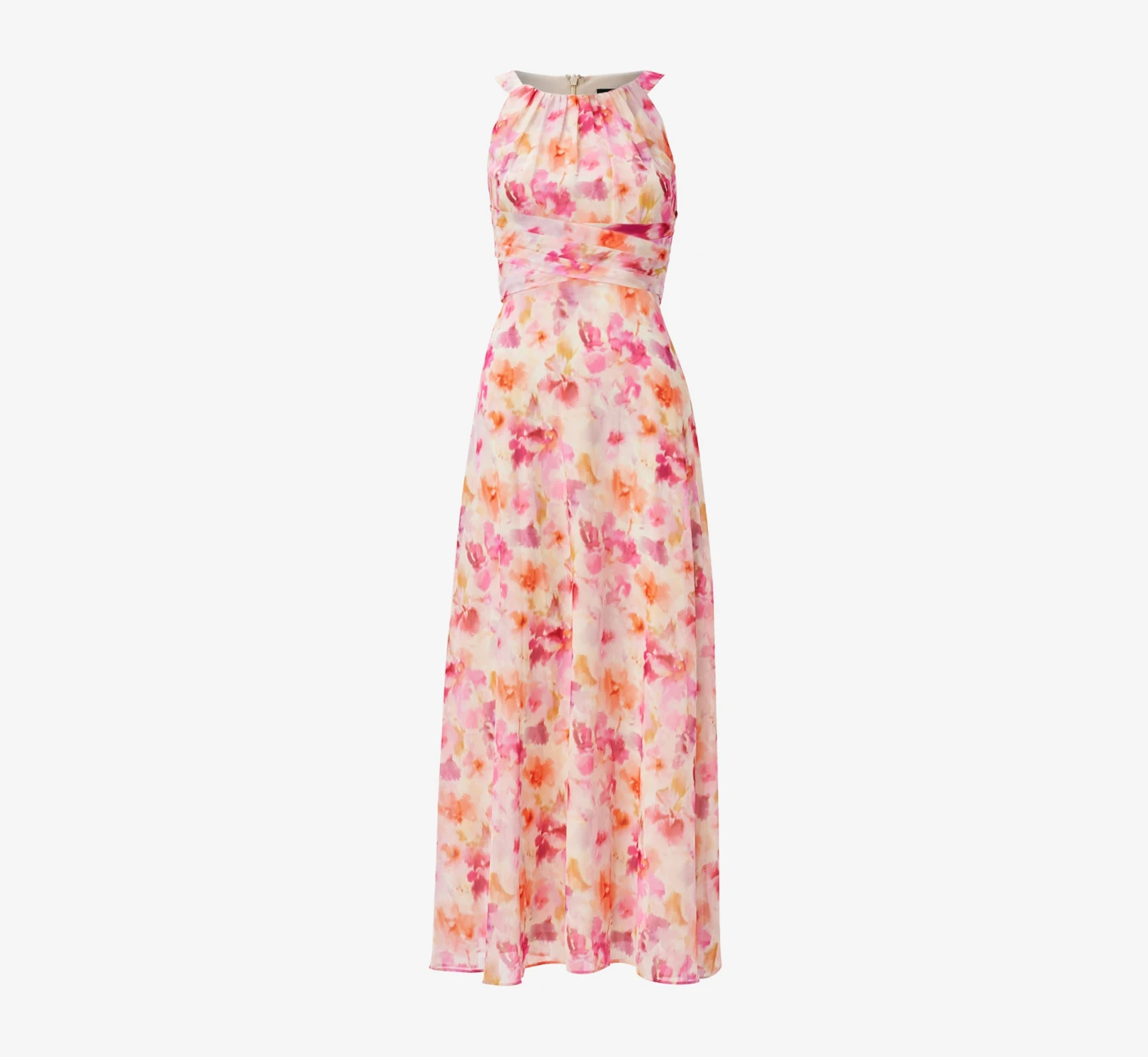 Adrianna Papell Floral-Print Chiffon Midi-Length Fit-And-Flare Halter Dress In Pink Multi 6 Adrianna Papell Floral-Print Chiffon Midi-Length Fit-And-Flare Halter Dress In Pink Multi - Image 4